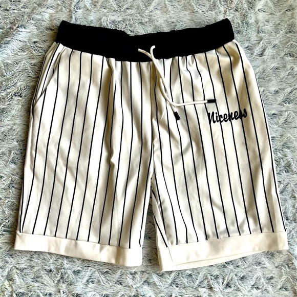 Men Striped And Letter Graphic Drawstring Waist Track Shorts - Picture 1 of 6